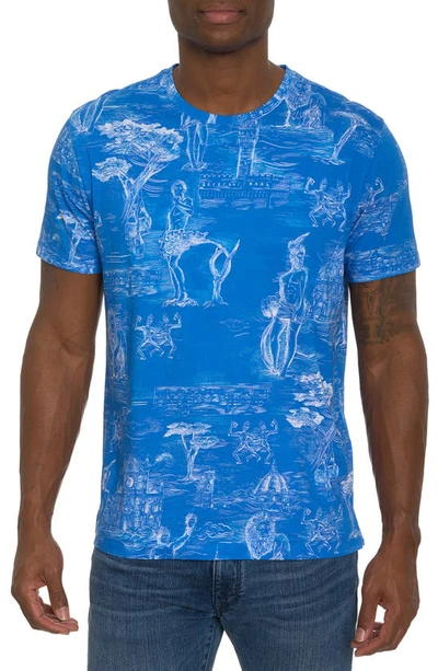 Robert Graham Ode To Florence Cotton Graphic T-shirt In Blue