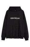 Balenciaga Mirror Logo Oversize Cotton Hoodie In Ecru/ Black