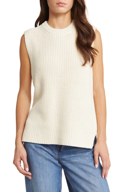 Madewell Ribbed Long Sweater Vest In Antique Cream