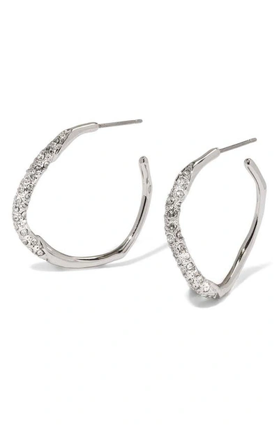 Alexis Bittar Medium Two-toned Pave Hoop Earrings In Silver