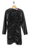 Veronica Beard Bernadette Ruched Faux-leather Mini Dress In Black