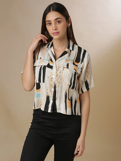 Campus Sutra Women Self Design Stylish Shirts In Beige