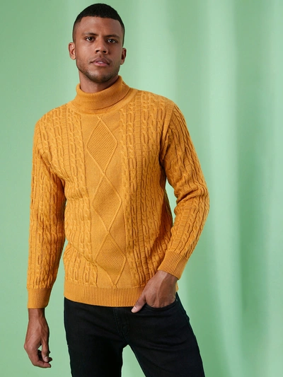 Campus Sutra Men Stylish Solid Casual Sweaters In Yellow