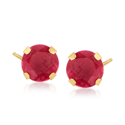 Ross-simons Ruby Martini Stud Earrings In 14kt Yellow Gold In Red