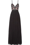 NEEDLE & THREAD WHISPER OPEN-BACK EMBELLISHED CHIFFON AND TULLE GOWN