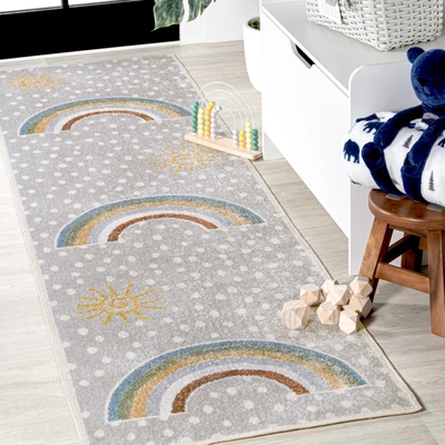 Jonathan Y Minha Rainbow Dot Modern Machine-washable Gray/ivory/yellow Area Rug