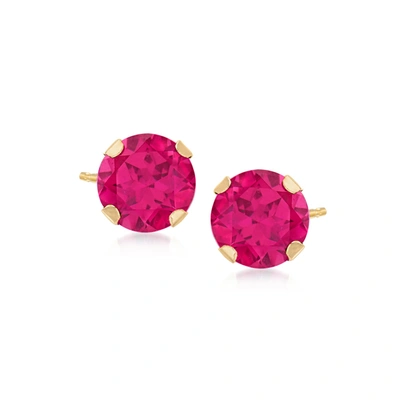 Ross-simons Pink Topaz Martini Stud Earrings In 14kt Yellow Gold