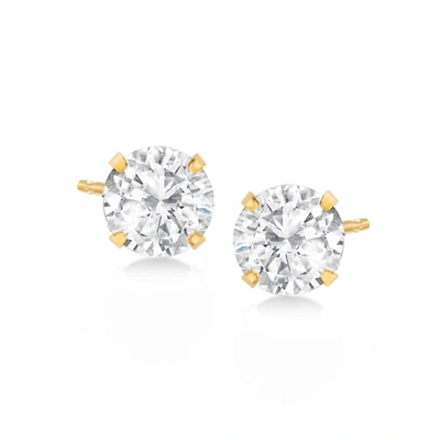 Ross-simons White Topaz Martini Stud Earrings In 14kt Yellow Gold