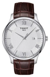 Tissot TRADITION LEATHER STRAP WATCH, 42MM,T0636101603800