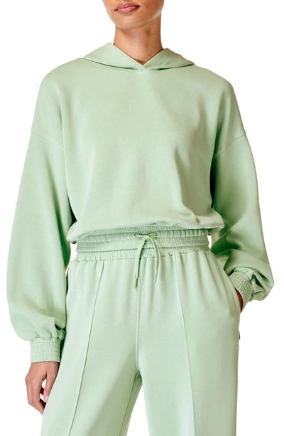 Sweaty Betty Summer Sand Wash Crop Hoodie In Butter Green