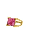 Dean Davidson Mini Plaza Simulated Tanzanite Ring In Vivid Pink/ Gold