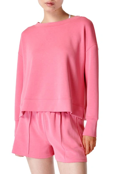 Sweaty Betty Summer Sand Wash Pullover Sweatshirt In Lollipop Pink