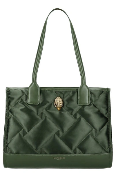Kurt Geiger Small Quilted Shopper Bag In Dark Green