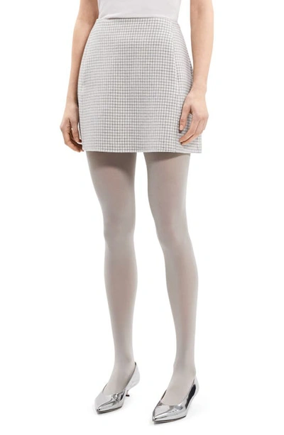 Theory High-waist Mini Check Wool Skirt In White