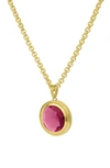 Dean Davidson Lab Created Pink Tourmaline Signet Pendant Necklace In Vivid Pink/ Gold