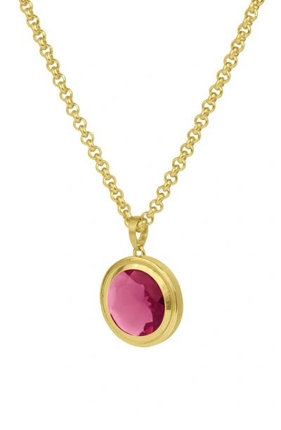 Dean Davidson Lab Created Pink Tourmaline Signet Pendant Necklace In Vivid Pink/ Gold