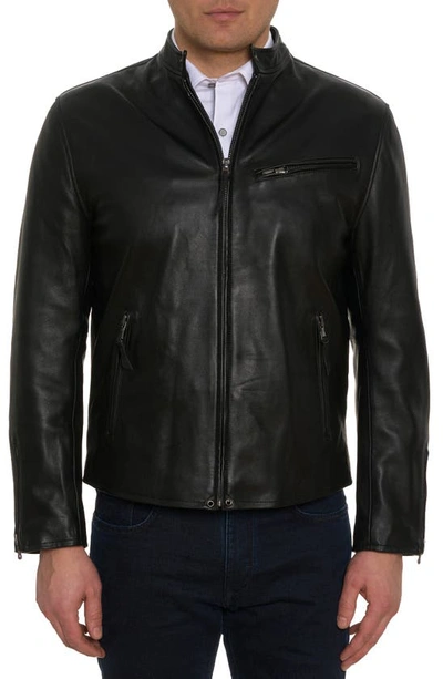 Robert Graham Kilburn Leather Bomber Jacket In Black