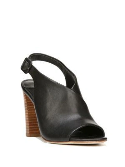 Diane Von Furstenberg Carini Leather Block Heel Slingback Sandals In Black
