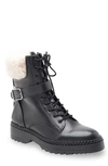 Bcbgmaxazria Helina Combat Bootie With Faux Shearling In Black