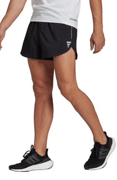 Adidas Originals Men's Own The Run Aeroready Split Drawstring Shorts In Black