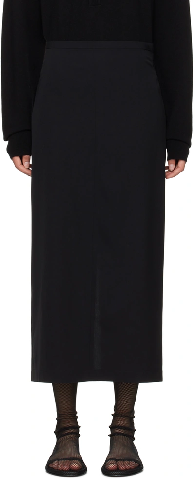 The Row Kassie Wool Midi Skirt In Black