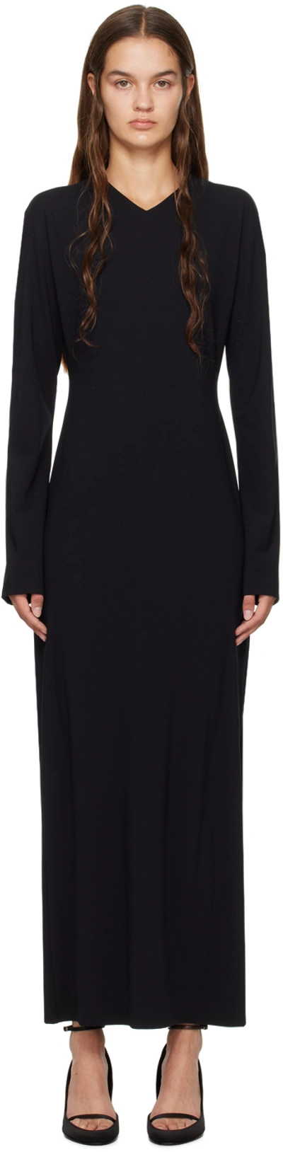 The Row Eima V-neck Long-sleeve Maxi Dress In Black