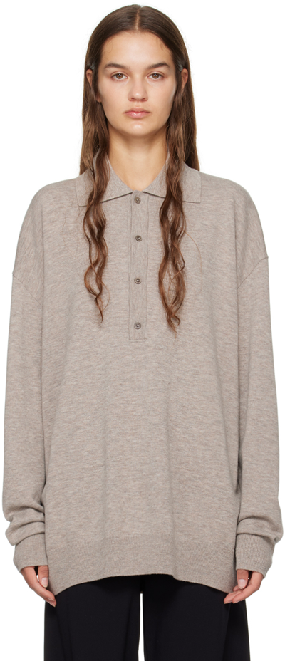 The Row Wool-blend Polo Top In Beige
