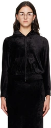 Balenciaga Bb Paris Embellished Velour Hoodie In Black