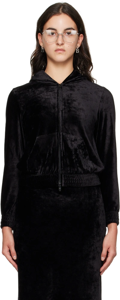 Balenciaga Bb Paris Strass Fitted Hoodie In Black