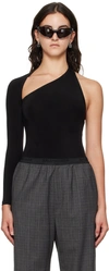 Balenciaga Black Asymmetric Long Sleeve T-shirt In 1000 Black