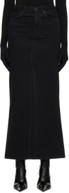 BALENCIAGA BLACK VENTED DENIM MAXI SKIRT