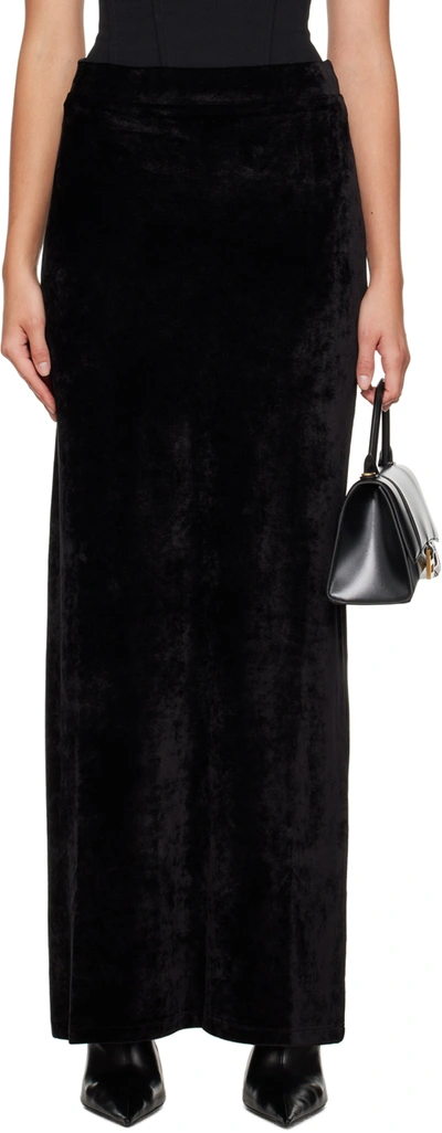 Balenciaga Black Drawstring Maxi Skirt In 1000 Black