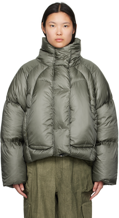 Entire Studios A7l Cropped Down Jacket In Khaki