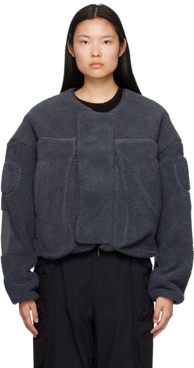 Entire Studios Gray Fluffy Jacket In Charcoal