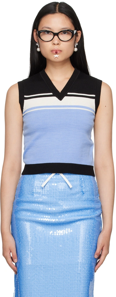 Shushu-tong Blue & Black Striped Vest In St100 Stripe