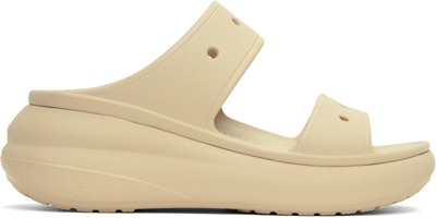 Crocs Beige Classic Crush Platform Sandals In Bone