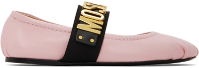 Moschino Pink Maxi Lettering Ballerina Flats In 630 Pink