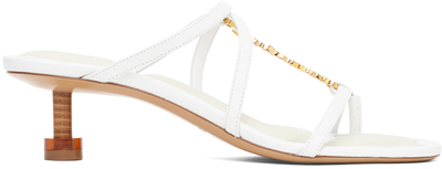 Jacquemus Pralu 45mm Leather Sandals In White