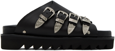 Toga Black Buckle Sandals