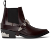 TOGA BURGUNDY ANKLE STRAP CHELSEA BOOTS