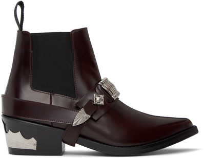 Toga Burgundy Ankle Strap Chelsea Boots In Aj1303-burgundy Poli