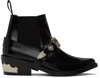 TOGA BLACK ANKLE STRAP CHELSEA BOOTS