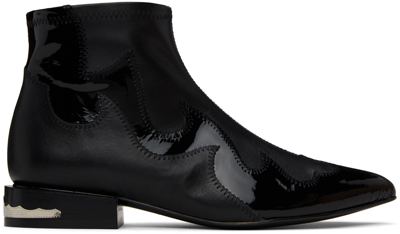 Toga Black Paneled Boots In Aj983-black Leather