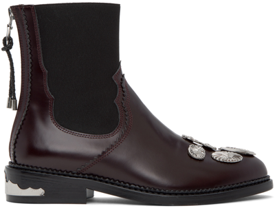 Toga Burgundy Embellished Boots In Aj990-burgundy Polid