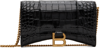 Balenciaga Hourglass Brand-plaque Croc-embossed Leather Wallet-on-chain In 1000 Black