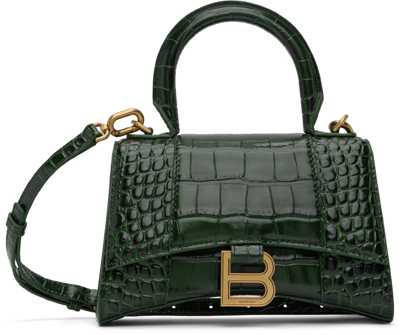Balenciaga Forest Green Coco-print Leather Hourglass Xs Bag Women