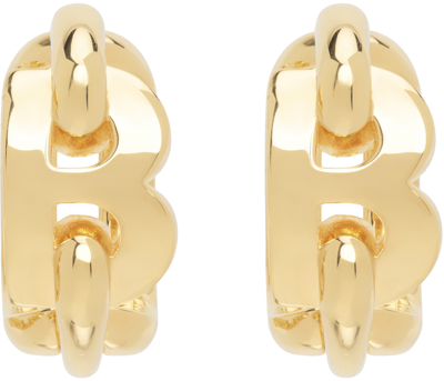 Balenciaga Gold B Chain Hoop Earrings In 0027 Shiny Gold