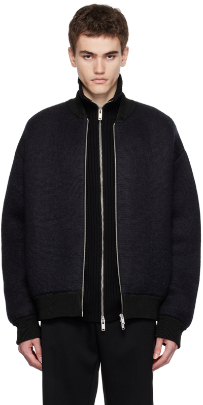 Jil Sander Black Zip Sweater In 001 - Black