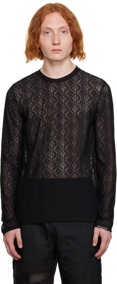Marine Serre Black Moon Diamant Long Sleeve T-shirt In Bk99 Black
