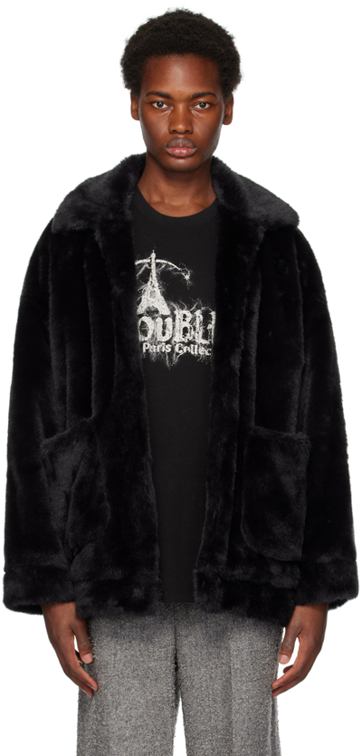 Doublet Black Hand-painted Faux-fur Jacket